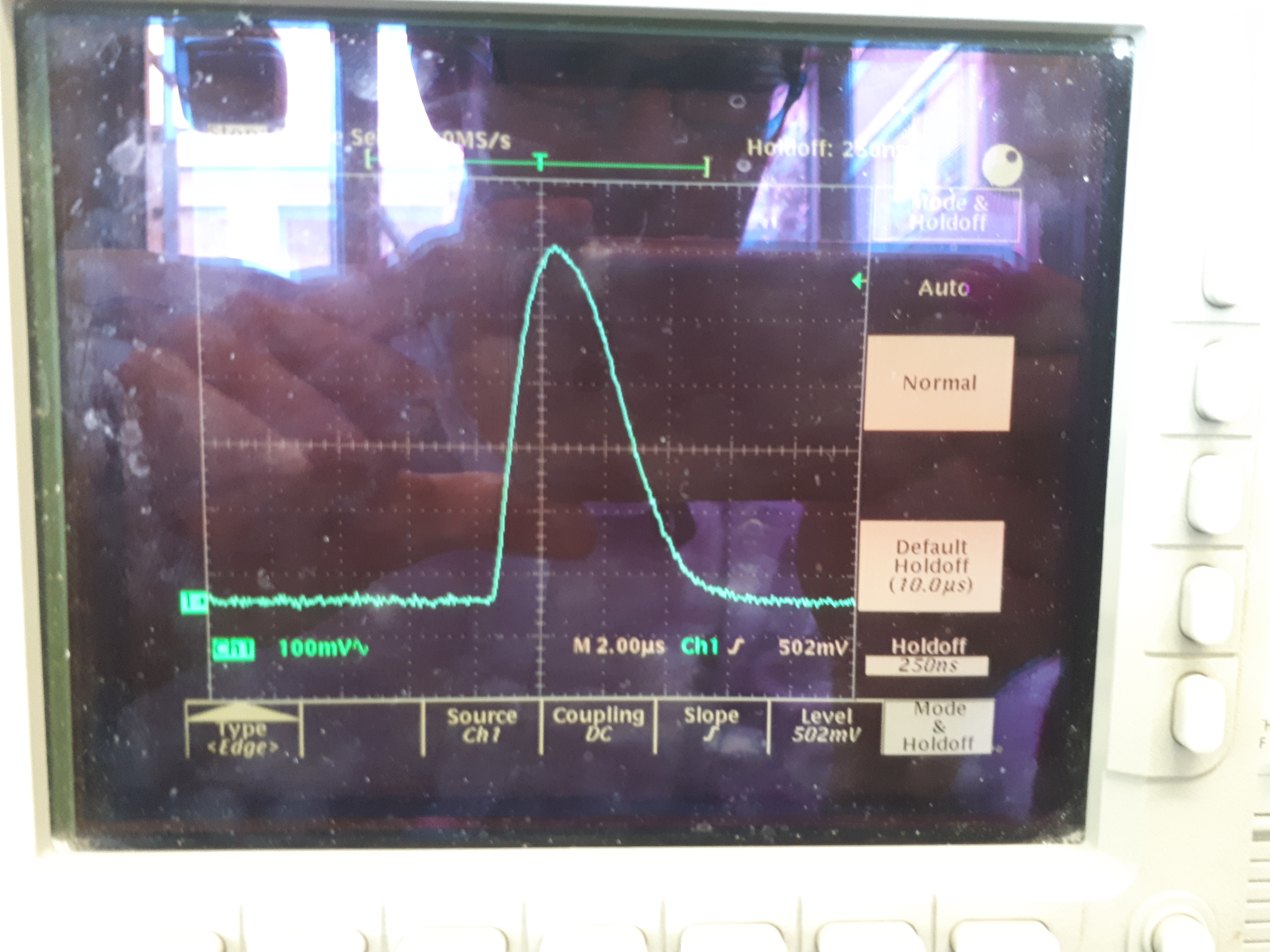 A signal pulse from a single SiPM
